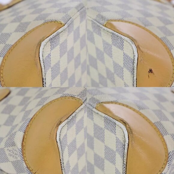 LOUIS VUITTON Hampstead PM Shoulder Bag Damier Azur Leather White